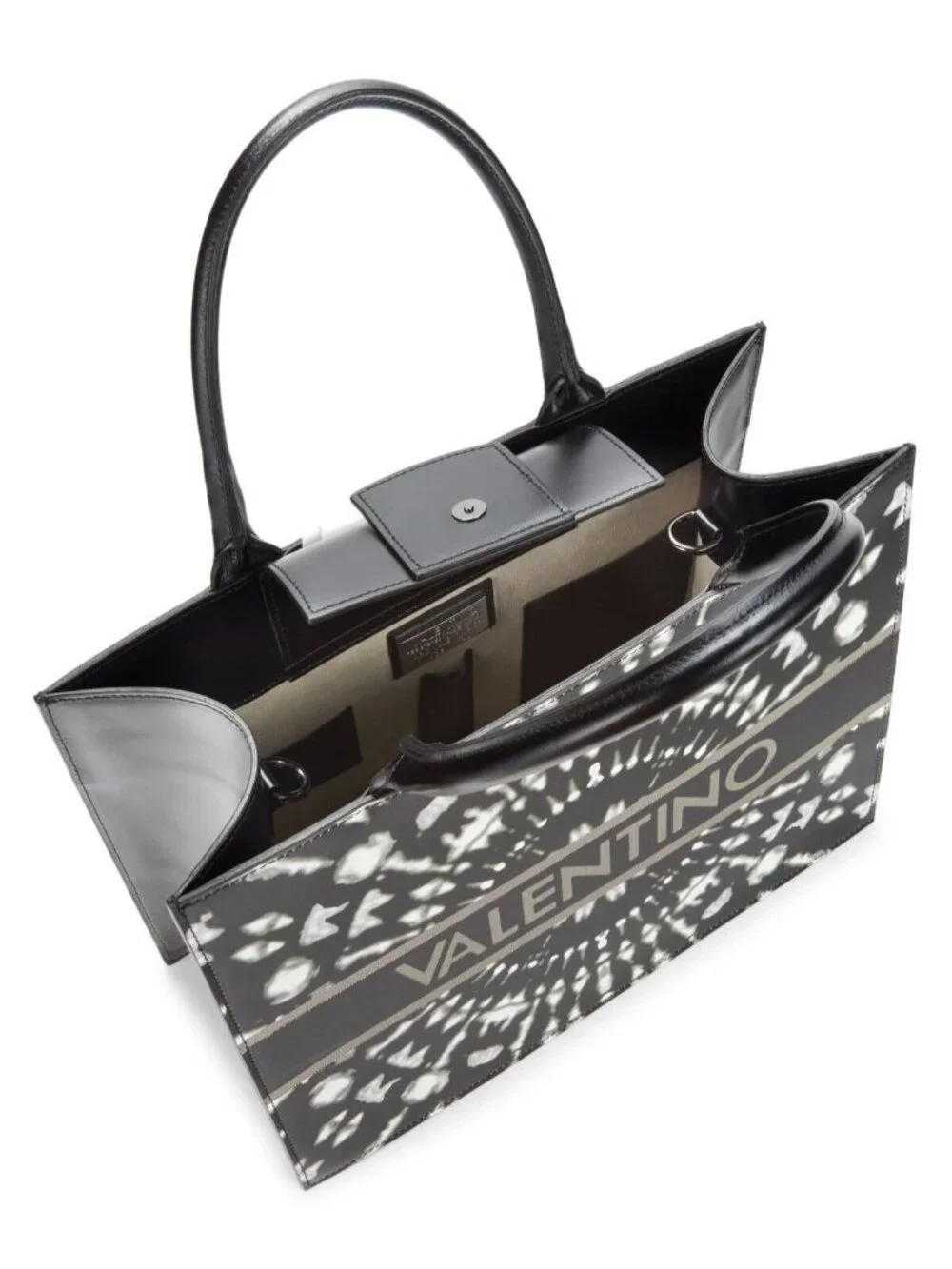 Valentino by Mario Valentino Victoria Tie Dye Leather Tote Satchel Bag Black